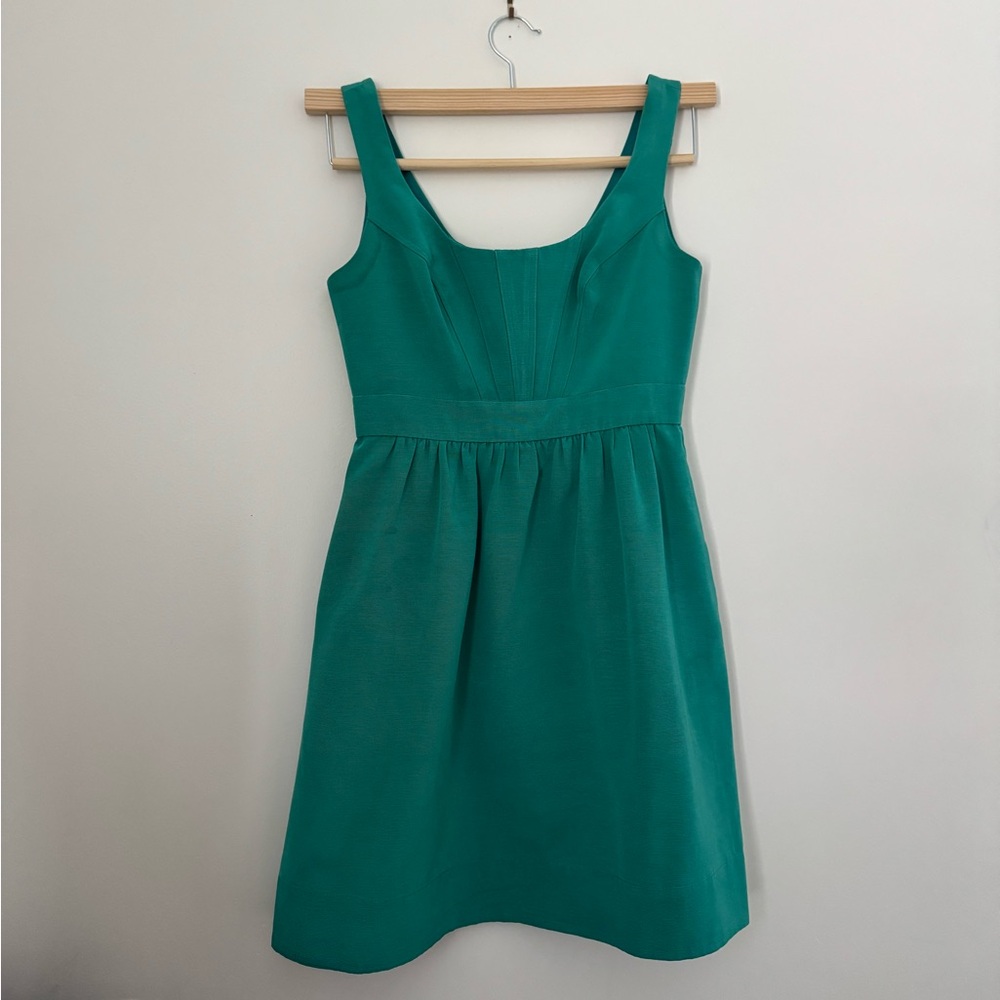 Shoshanna Green Square Neck Sleeveless Dress